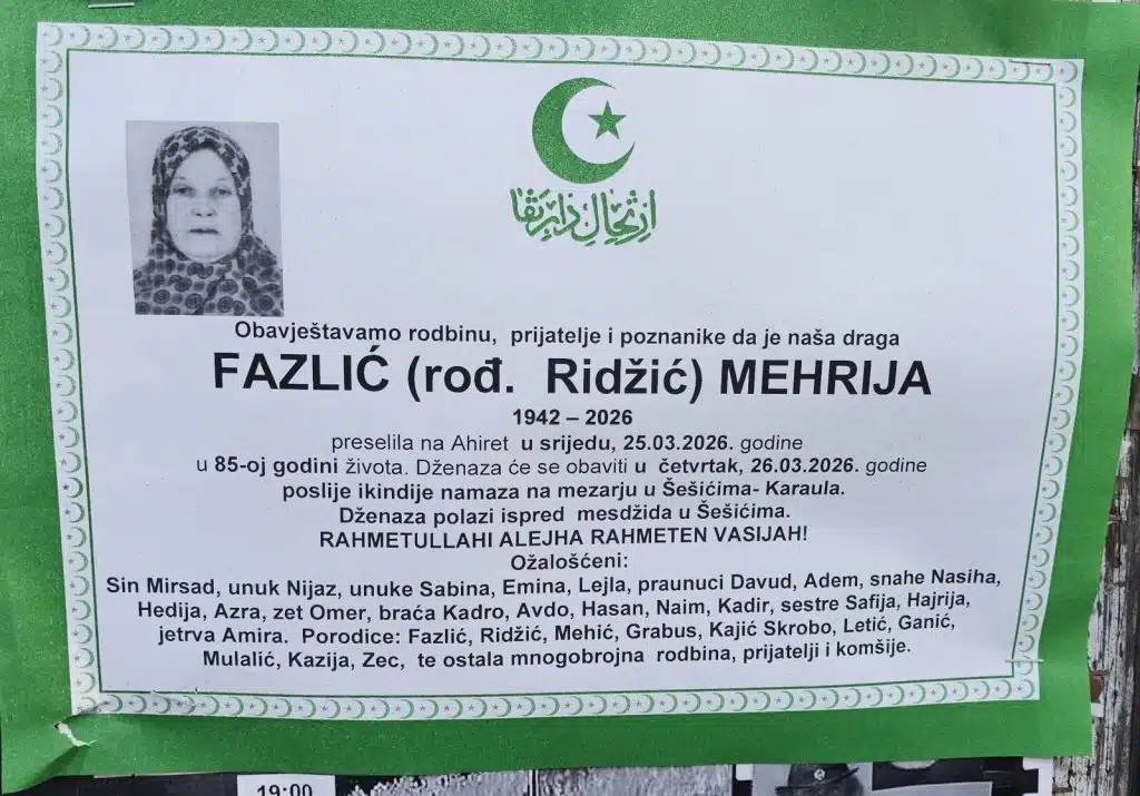FAZLIĆ (rod. Ridžić) MEHRIJA
