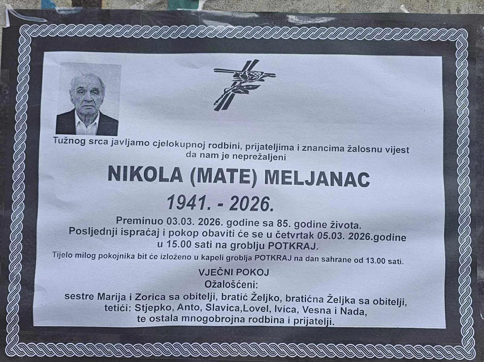 Preminuo Nikola Meljanac