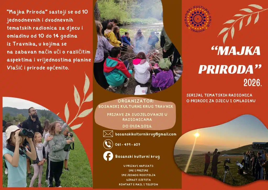 Prijavite se za sudjelovanje u projektu “Majka priroda” Bosanskog kulturnog kruga Travnik
