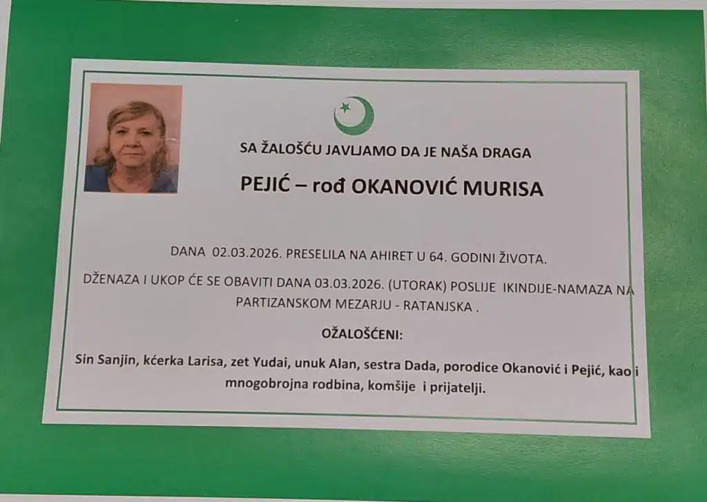 Preminula je Murisa Pejić rođ. Okanović