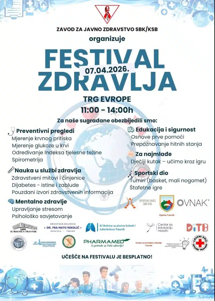 Zavod za javno zdravstvo SBK obilježava Svjetski dana zdravlja