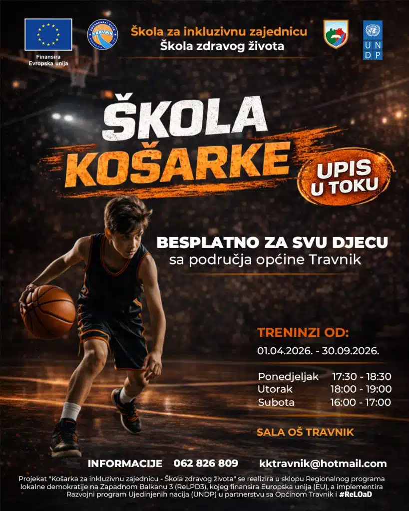 Škola košarke Travnik – 𝗕𝗘𝗦𝗣𝗟𝗔𝗧𝗡𝗢 za svu djecu!