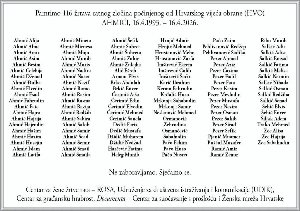 AHMIĆI 33 GODINE KASNIJE: NE U NAŠE IME