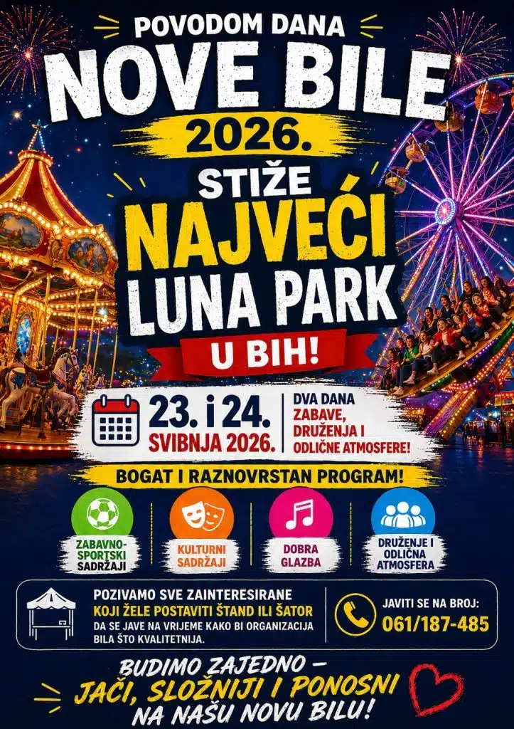 NAJVEĆI LUNA PARK U BIH STIŽE U NOVU BILU – SPEKTAKL ZA SVE GENERACIJE!