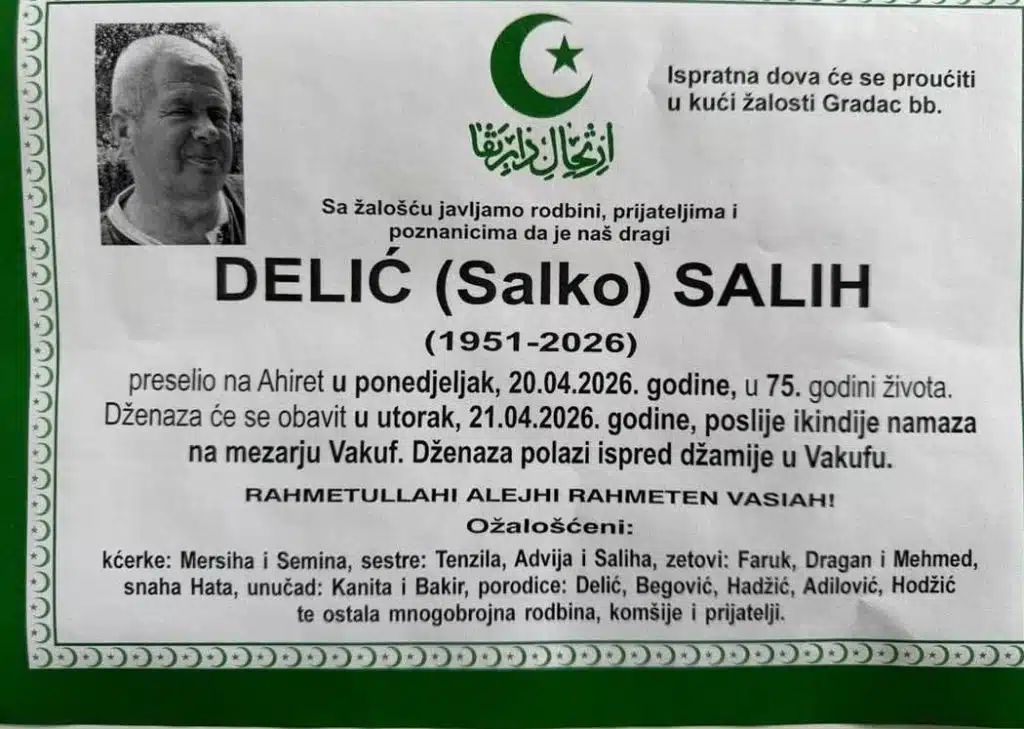 Preminuo je Salih Delić
