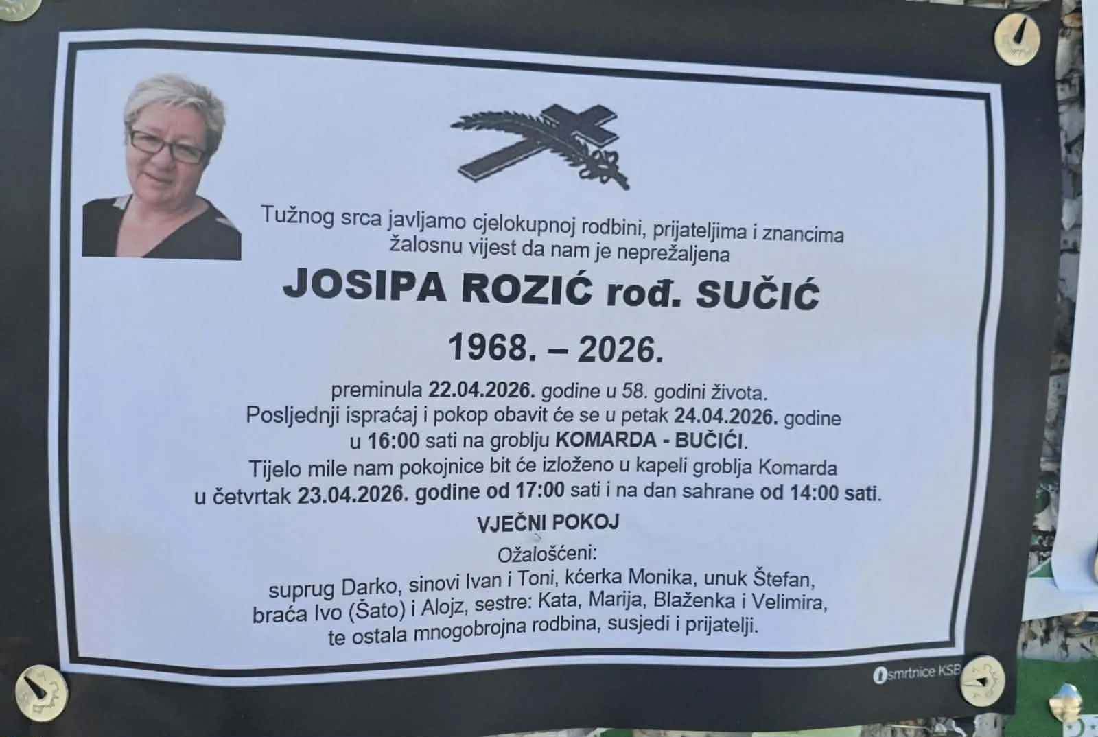 Preminula Josipa Rozić