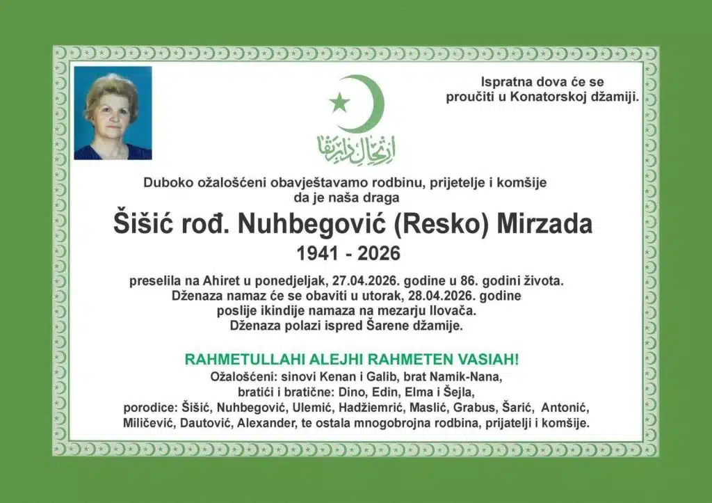 Preminula je Mirzada Šišić
