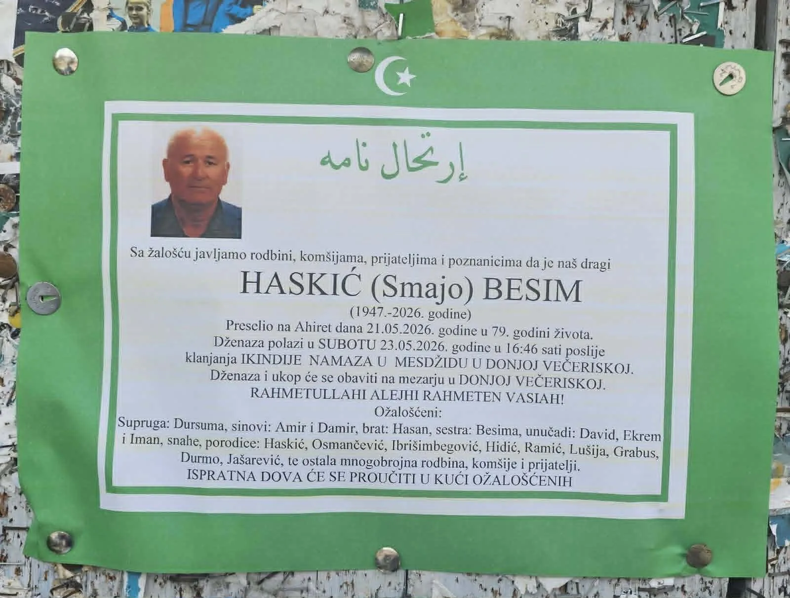 Preminuo Besim Haskić
