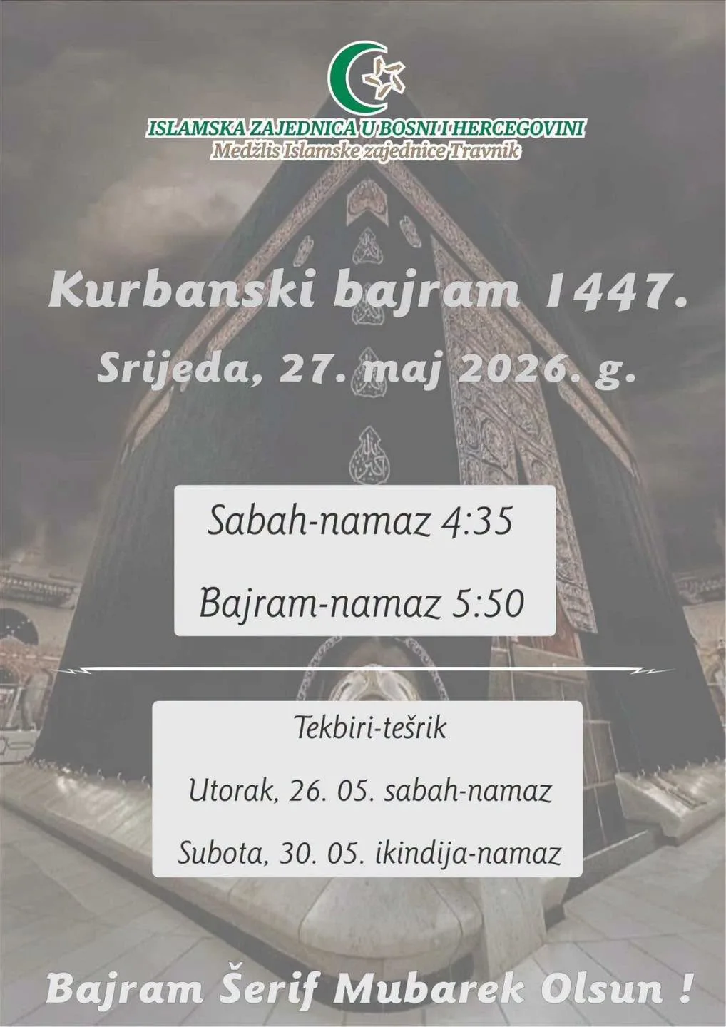 Bajram-namaz na području MIZ-a Travnik u 5:50