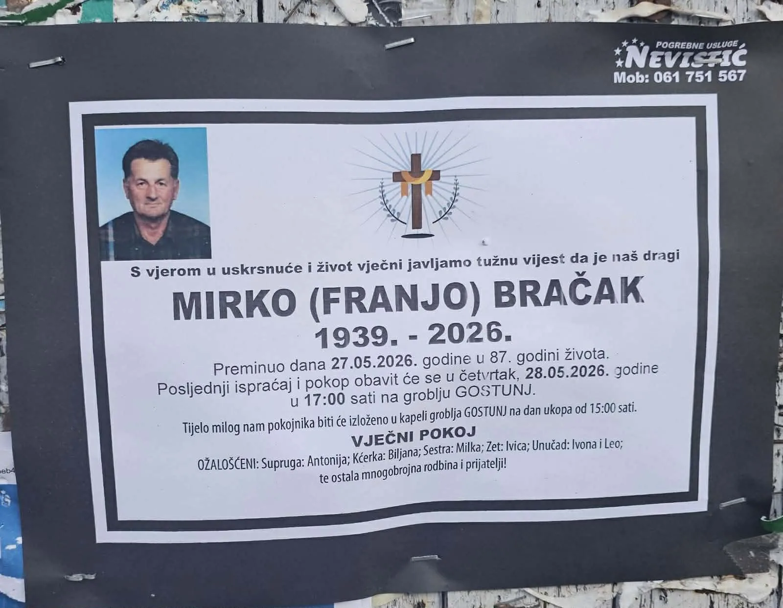 Preminuo Mirko Bračak