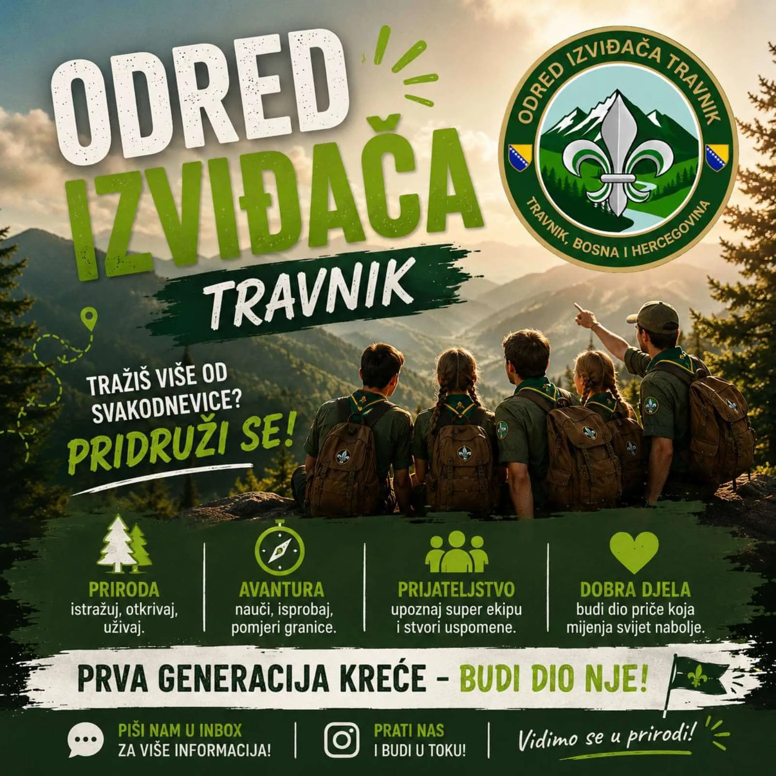 Sutra upis svih uzrasta u Odred izviđača Travnik