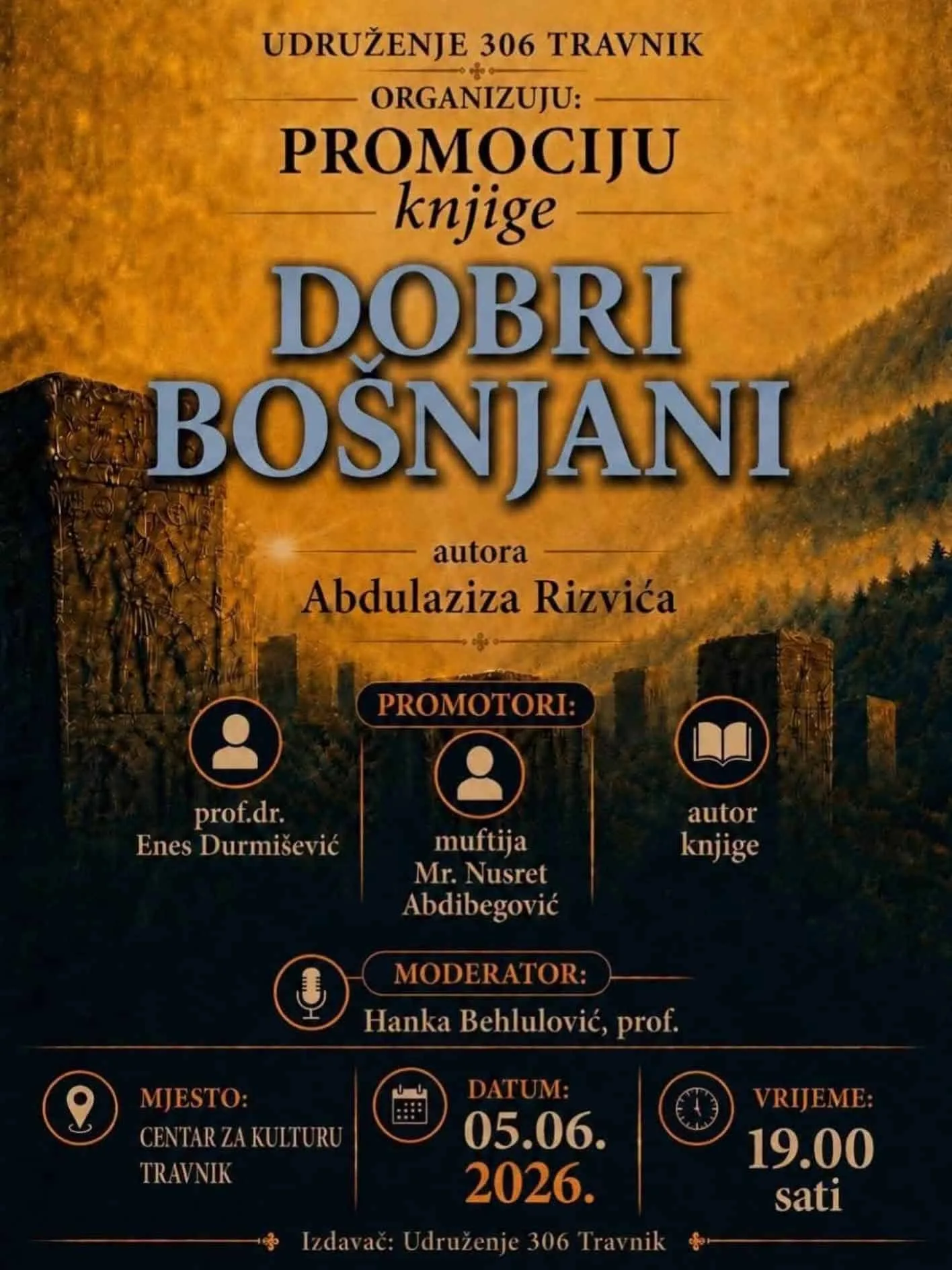 Večeras promocija knjige DOBI BOŠNJANIN