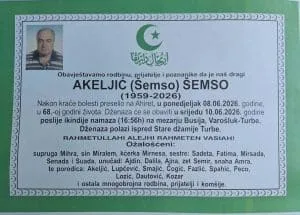 Preminuo Šemso Akeljić