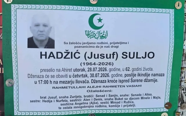 Preminuo Suljo Hadžić