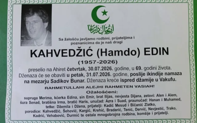 Preminuo Edin Kahvedžić