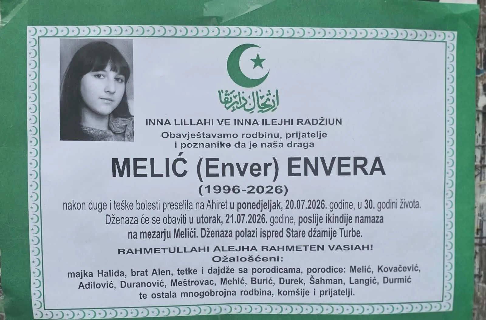 Preminula Envera Melić