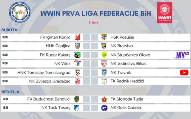 Parovi 3. kola Prve lige FBiH