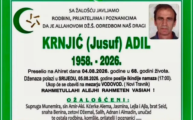 Preminuo Adil Krnjić