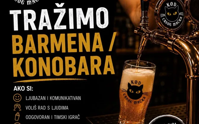 Pivnica Kod Crnog Mačka širi tim – otvorena pozicija za barmena/konobara