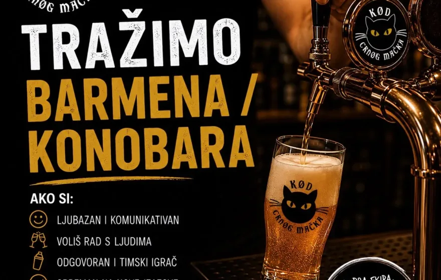 Pivnica Kod Crnog Mačka širi tim – otvorena pozicija za barmena/konobara