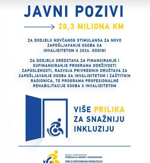 20,3 miliona KM za zapošljavanje i profesionalnu rehabilitaciju osoba s invaliditetom