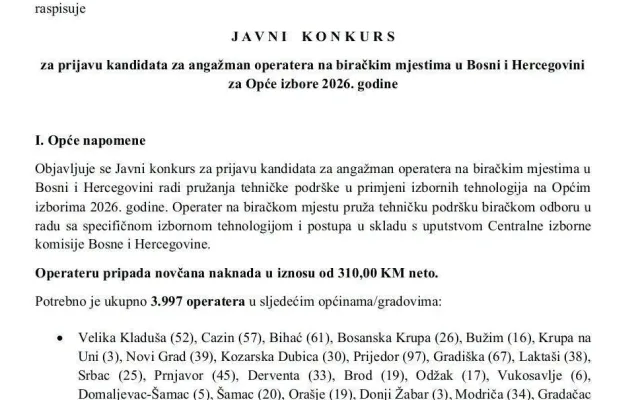 CIK – Konkurs za izborne operatere