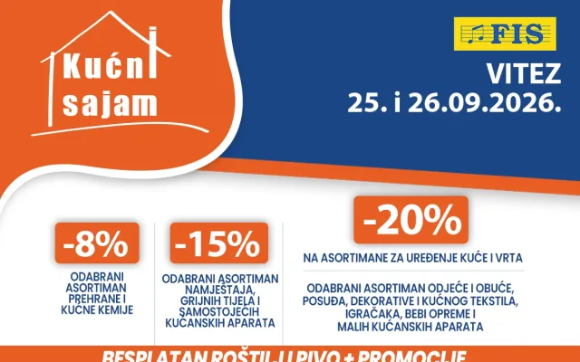 Kućni sajam FIS u Vitezu 25. i 26. septembra: Više izbora, više uštede, više razloga za kupovinu
