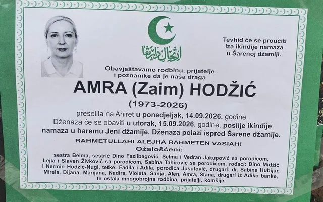 Preminula je Amra Hodžić