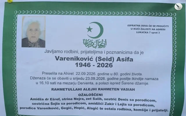 Preminula je Asifa Vareniković