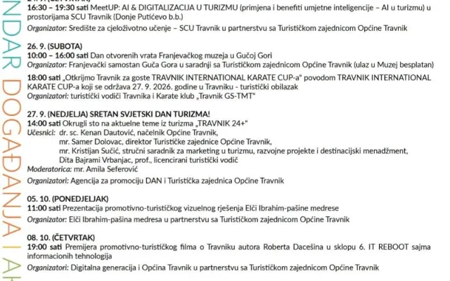 Travnik brojnim događajima obilježava Svjetski dan turizma