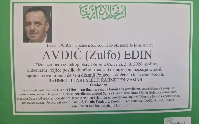 Preminuo je Edin Avdić