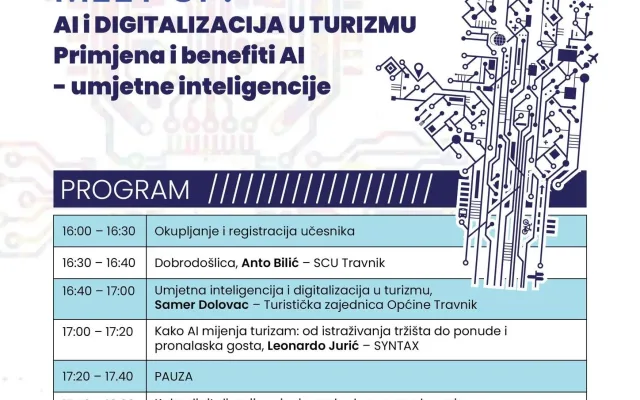 MeetUP u Travniku: „AI & digitalizacija u turizmu – primjena i benefiti umjetne inteligencije“