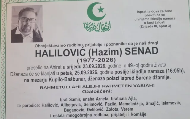 Preminuo je Senad Halilović