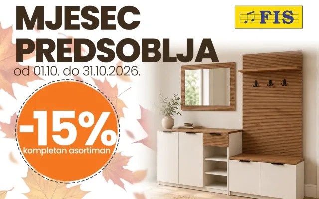 U FIS-u ostvarite 15% popusta na sav namještaj za predsoblja do kraja desetog mjeseca