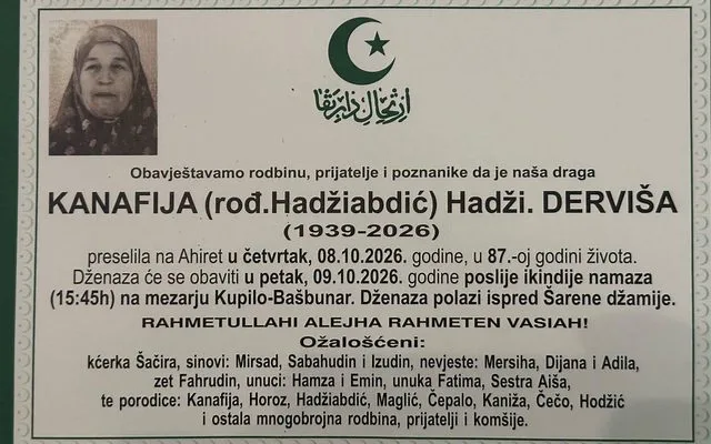 Preminula Derviša Kanafija