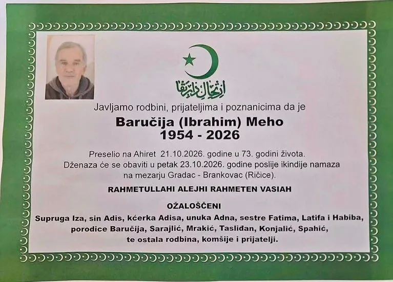 Preminuo je Meho Baručija