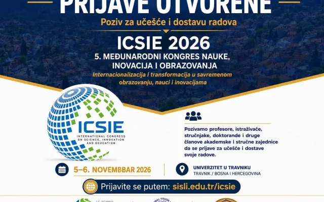 Univerzitet u Travniku domaćin 5. međunarodnog kongresa nauke, inovacija i obrazovanja – ICSIE 2026