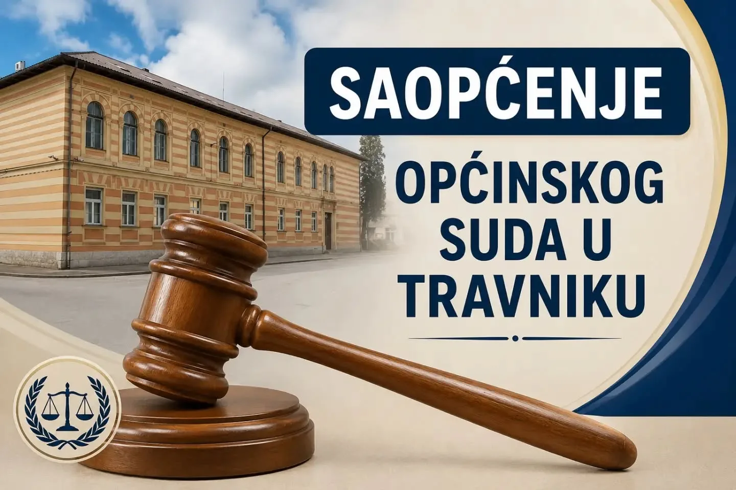 Općinski sud u Travniku : Saopćenje vezano za komunalne naknade za 2022. i 2023. godinu.