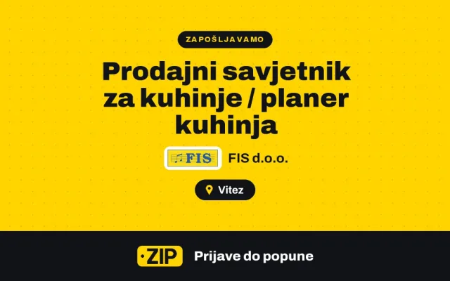 FIS d.o.o. zapošljava: Prodajni savjetnik za kuhinje / planer kuhinja (Vitez)
