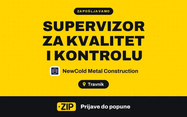 NewCold Metal Construction zapošljava: Supervizor za kvalitet i kontrolu (Travnik)